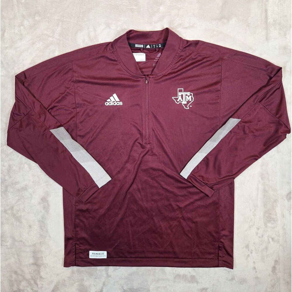 Adidas Texas A&M Aggies Quarter Zip Pullover Maroon Primeblue Men's M H53157